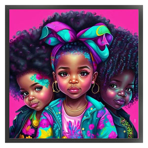 African Curly Hair Little Girl 40*40CM11CT 3 Stamped Cross Stitch