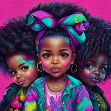 Load image into Gallery viewer, African Curly Hair Little Girl 40*40CM11CT 3 Stamped Cross Stitch
