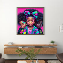Load image into Gallery viewer, African Curly Hair Little Girl 40*40CM11CT 3 Stamped Cross Stitch
