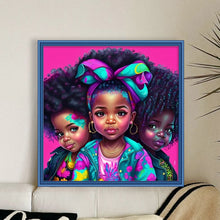 Load image into Gallery viewer, African Curly Hair Little Girl 40*40CM11CT 3 Stamped Cross Stitch
