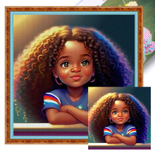Load image into Gallery viewer, African Curly Hair Little Girl 40*40CM11CT 3 Stamped Cross Stitch

