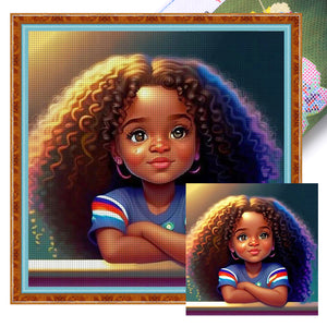 African Curly Hair Little Girl 40*40CM11CT 3 Stamped Cross Stitch