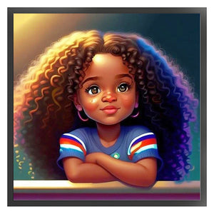 African Curly Hair Little Girl 40*40CM11CT 3 Stamped Cross Stitch
