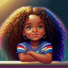 Load image into Gallery viewer, African Curly Hair Little Girl 40*40CM11CT 3 Stamped Cross Stitch
