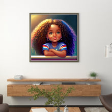 Load image into Gallery viewer, African Curly Hair Little Girl 40*40CM11CT 3 Stamped Cross Stitch
