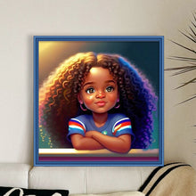 Load image into Gallery viewer, African Curly Hair Little Girl 40*40CM11CT 3 Stamped Cross Stitch
