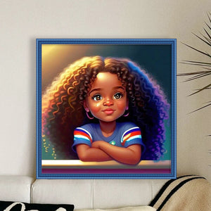 African Curly Hair Little Girl 40*40CM11CT 3 Stamped Cross Stitch
