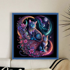 Flower Cat 40*40CM11CT 3 Stamped Cross Stitch