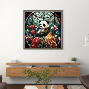 Glass Painting Panda 40*40CM11CT 3 Stamped Cross Stitch