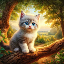 Load image into Gallery viewer, Kitten On Tree Branch 40*40CM11CT 3 Stamped Cross Stitch
