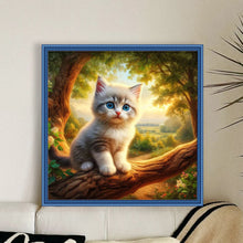 Load image into Gallery viewer, Kitten On Tree Branch 40*40CM11CT 3 Stamped Cross Stitch
