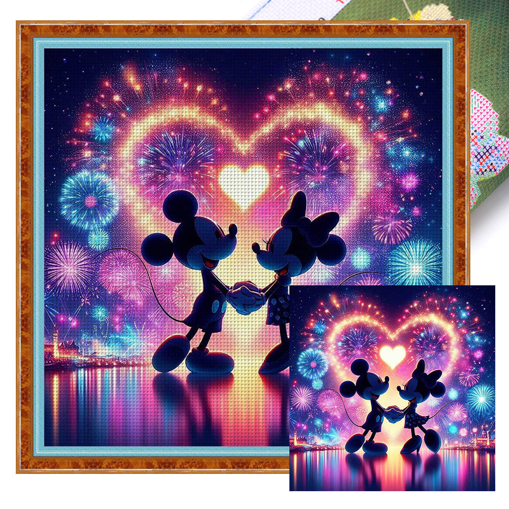 Love Mickey And Minnie 40*40CM11CT 3 Stamped Cross Stitch