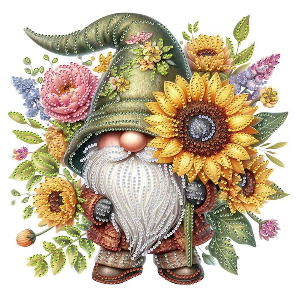 Flower Gnome 30*30CM(Canvas) Partial Special Shaped Drill Diamond Painting