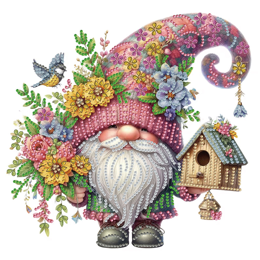 Flower Gnome 30*30CM(Canvas) Partial Special Shaped Drill Diamond Painting