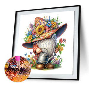 Flower Gnome 30*30CM(Canvas) Partial Special Shaped Drill Diamond Painting