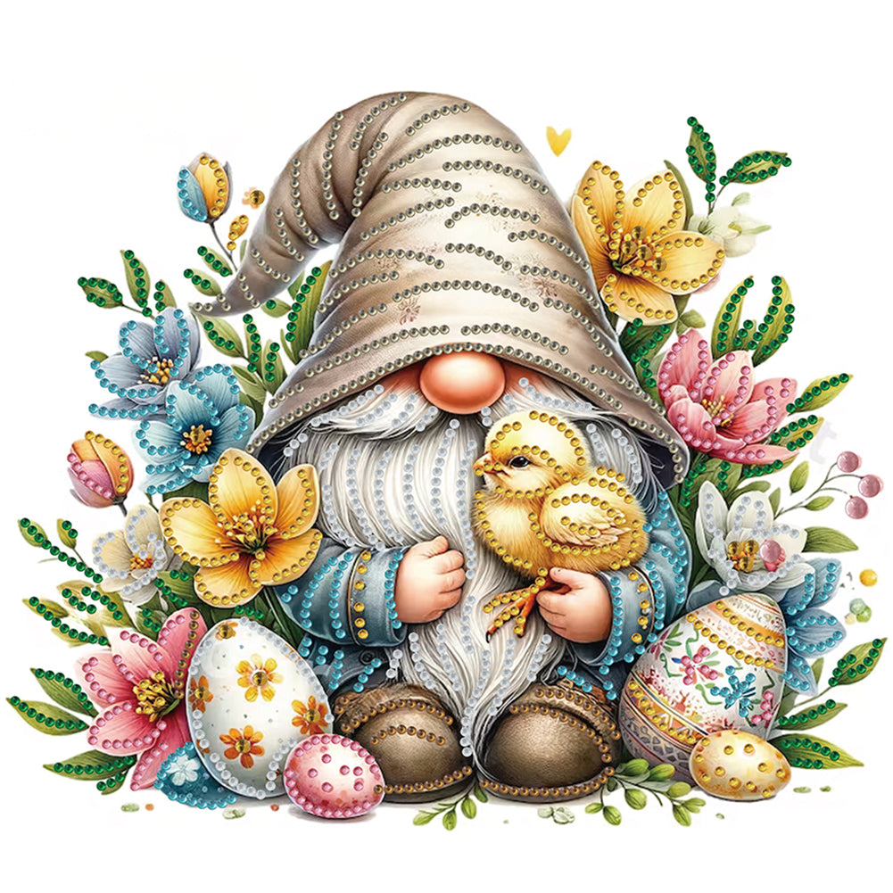 Flower Gnome 30*30CM(Canvas) Partial Special Shaped Drill Diamond Painting