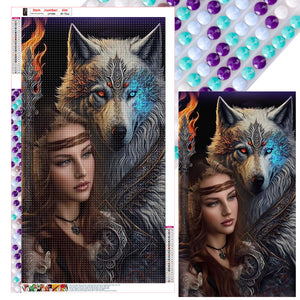 Beauty And The Wolf 40*70CM(Canvas) Full Round Drill Diamond Painting