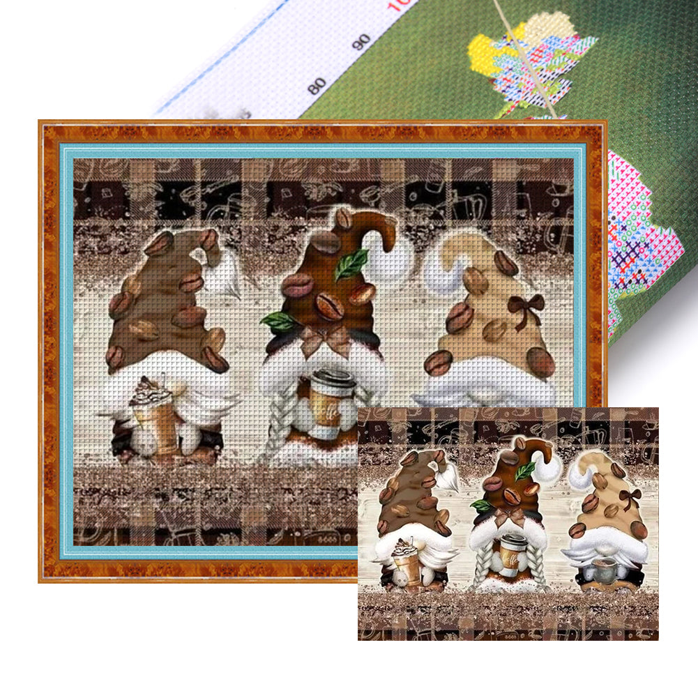 Coffee Gnome 50*40CM11CT 3 Stamped Cross Stitch