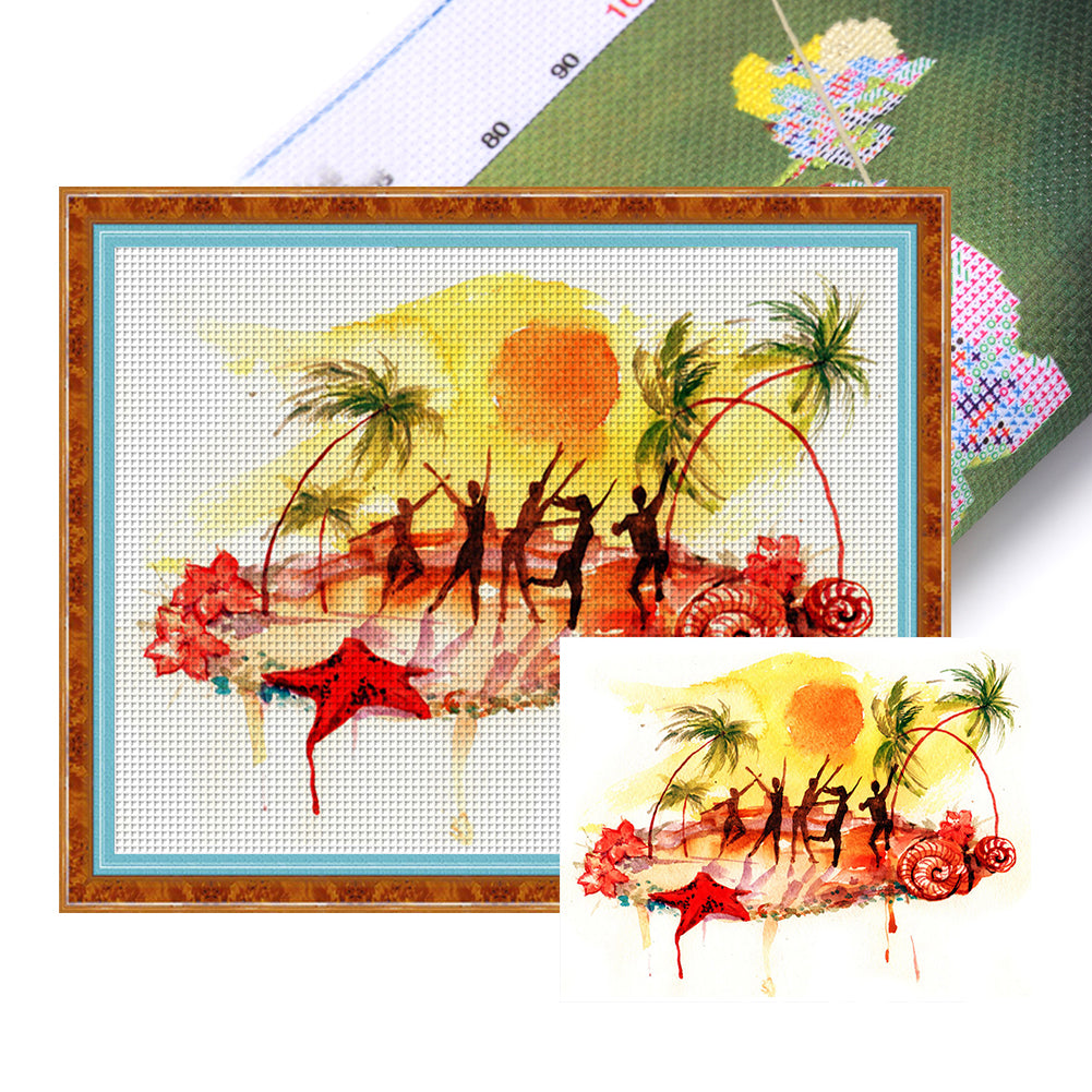 Silhouette Landscape 50*40CM14CT 2 Stamped Cross Stitch