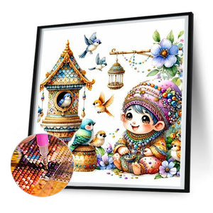 Goblin And Bird'S Nest 30*30CM(Canvas) Full Round Drill Diamond Painting