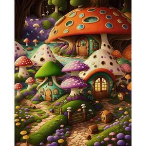 Mushroom House 40*50CM11CT 3 Stamped Cross Stitch