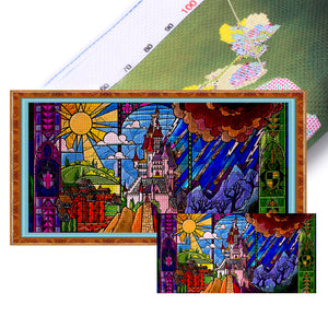 Glass Painting-Hogwarts 100*50CM11CT 3 Stamped Cross Stitch