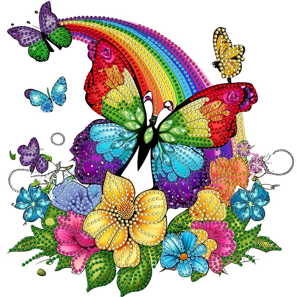 Rainbow Butterfly 30*30CM(Canvas) Partial Special Shaped Drill Diamond Painting