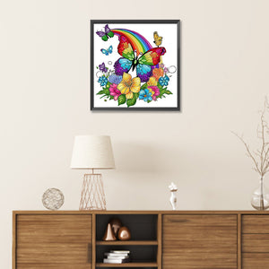 Rainbow Butterfly 30*30CM(Canvas) Partial Special Shaped Drill Diamond Painting