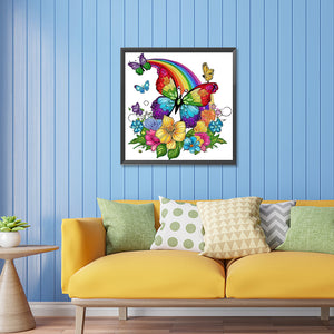 Rainbow Butterfly 30*30CM(Canvas) Partial Special Shaped Drill Diamond Painting