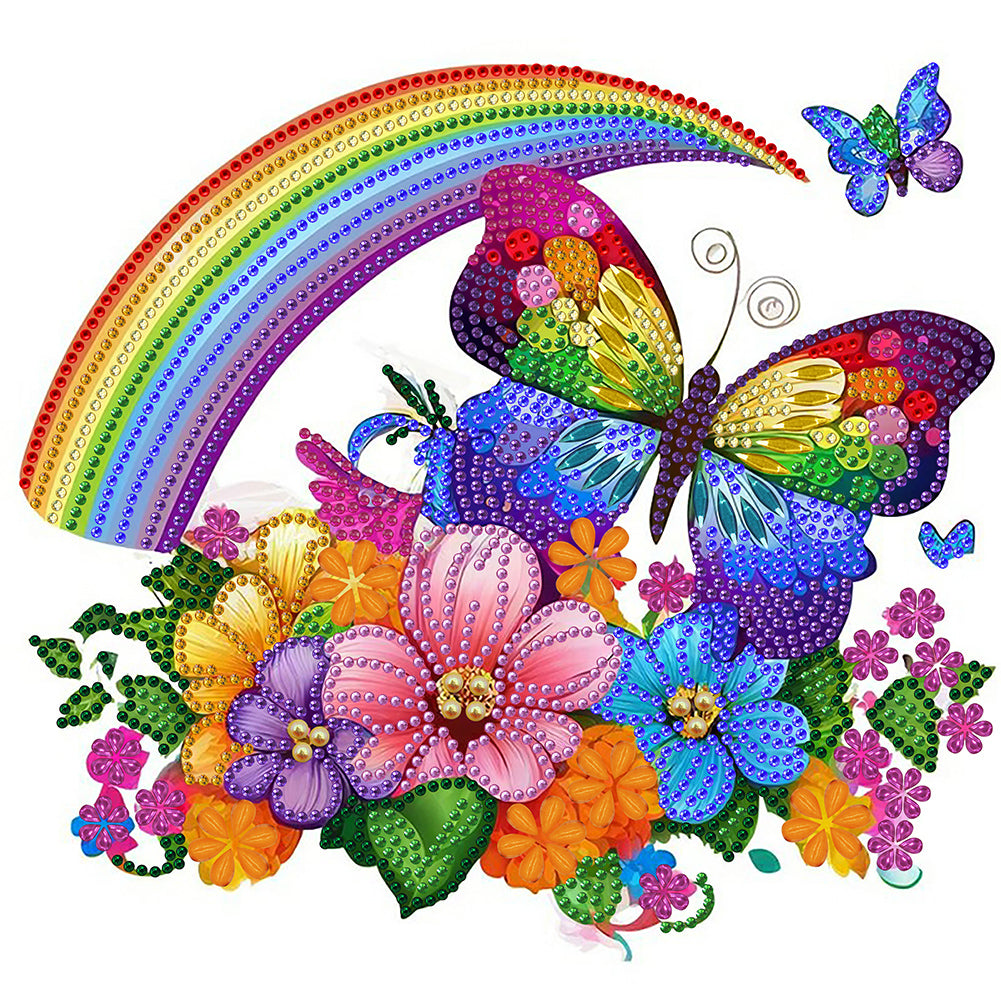 Rainbow Butterfly 30*30CM(Canvas) Partial Special Shaped Drill Diamond Painting