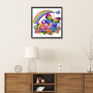 Rainbow Butterfly 30*30CM(Canvas) Partial Special Shaped Drill Diamond Painting