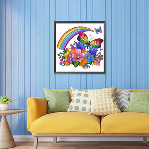 Rainbow Butterfly 30*30CM(Canvas) Partial Special Shaped Drill Diamond Painting