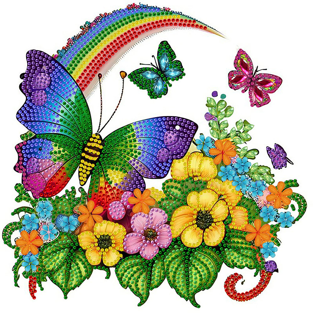 Rainbow Butterfly 30*30CM(Canvas) Partial Special Shaped Drill Diamond Painting