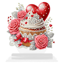 Load image into Gallery viewer, Acrylic Desktop 5D Diamond Art Kit Home Bedroom Table Decor (Love Rose Cupcake)
