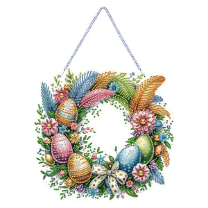 Single Sided Easter Wreath Diamond Art Hanging Pendant Wall Decor (Bowknot)