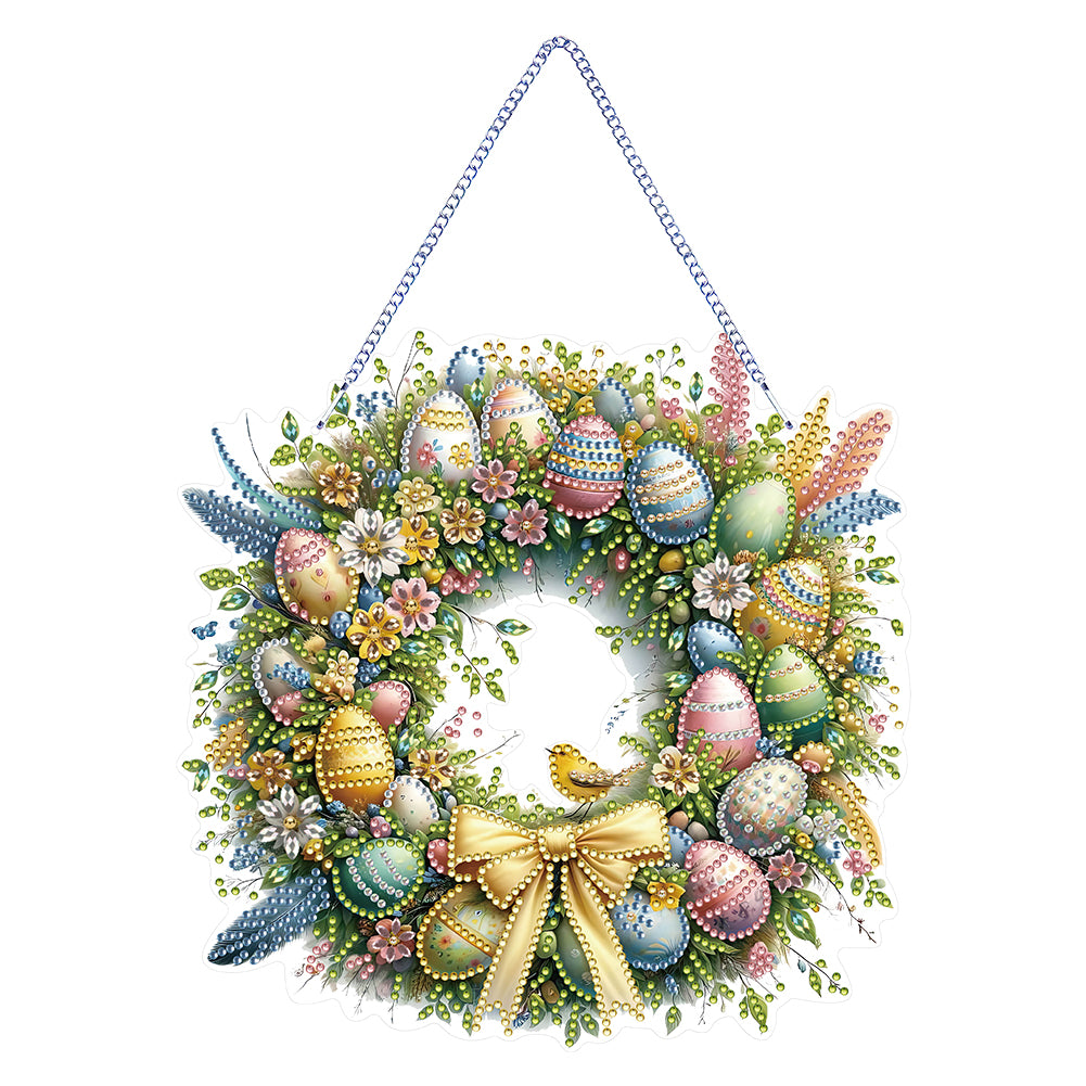 Single Sided Easter Wreath Cute Diamond Art Hanging Pendant Wall Decor (Bird)