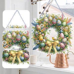 Single Sided Easter Wreath Cute Diamond Art Hanging Pendant Wall Decor (Bird)