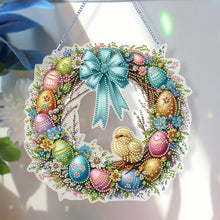 Load image into Gallery viewer, Single Sided Easter Wreath Cute Diamond Art Hanging Pendant Wall Decor (Chicken)
