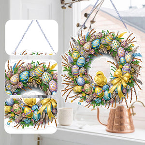 Single Sided Easter Wreath Cute Diamond Art Hanging Pendant Wall Decor (Chicken)