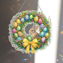 Load image into Gallery viewer, Single Sided Easter Wreath Cute Diamond Art Hanging Pendant Wall Decor (Rabbit)
