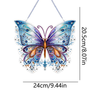 Single Sided Butterfly Diamond Art Hanging Pendant Home Decor (Purple Blue)