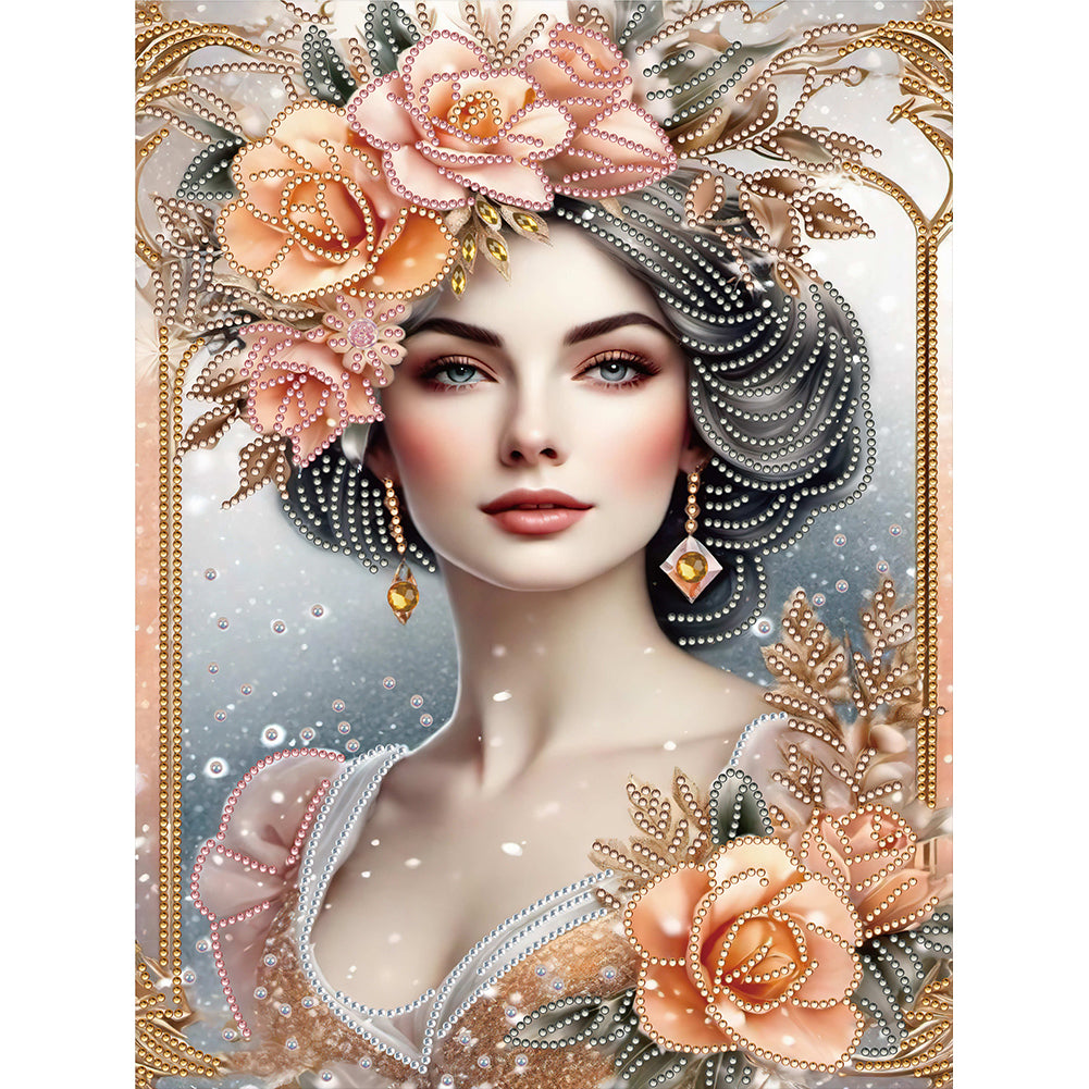 Noble Lady 30*40CM(Canvas) Partial Special Shaped Drill Diamond Painting