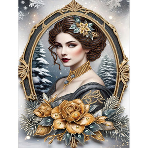 Noble Lady 30*40CM(Canvas) Partial Special Shaped Drill Diamond Painting