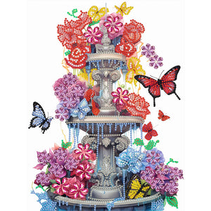 Butterfly Fountain 30*40CM(Canvas) Partial Special Shaped Drill Diamond Painting