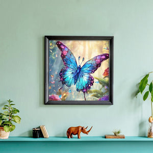 Colorful Glass Butterfly 30*30CM(Canvas) Full Round Drill Diamond Painting