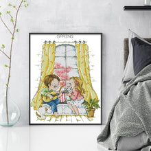 Load image into Gallery viewer, Four Seasons Window-Spring - 14CT Stamped Cross Stitch 30*36CM(Joy Sunday)
