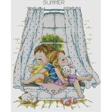 Load image into Gallery viewer, Four Seasons Window-Summer - 14CT Stamped Cross Stitch 29*36CM(Joy Sunday)
