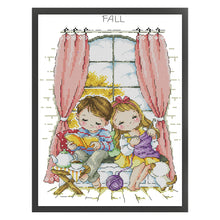 Load image into Gallery viewer, Four Seasons Window-Autumn - 14CT Stamped Cross Stitch 27*36CM(Joy Sunday)

