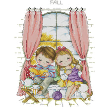 Load image into Gallery viewer, Four Seasons Window-Autumn - 14CT Stamped Cross Stitch 27*36CM(Joy Sunday)
