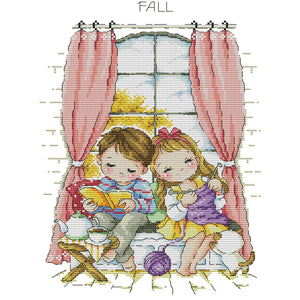 Four Seasons Window-Autumn - 14CT Stamped Cross Stitch 27*36CM(Joy Sunday)